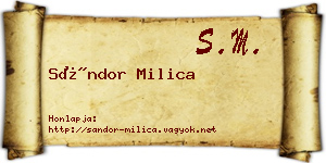 Sándor Milica névjegykártya